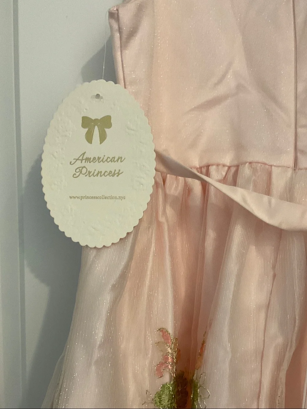 American Princess Pale Pink Floral Embroidered Formal Dress